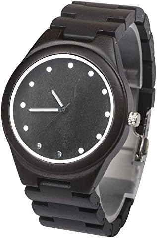 Luxury Men's Wooden Watch Full wooden Wrist Band with Japanese Quartz Movement Wood Watches Fashion Natural wooden wrist watch gift for men(Black)