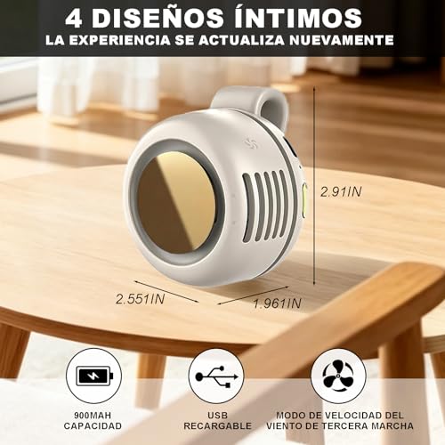 Mini Ventilador Compacto con Clip, ventilador de cintura portátil, Mini ventilador portatil silencioso, Mini 3-Speed Ventilador Recargable, ventilador turbo sin aspas para Hogar, Oficina (Blanco roto)