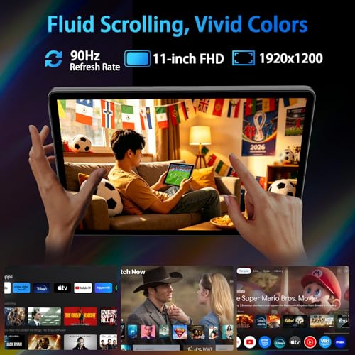 11 Inch Tablet Android 16 with Gemini AI, T615 Octa-Core, 32GB RAM + 128GB ROM /2TB TF, 16MP+8MP, 1920x1200 IPS HD 90Hz Display, 8000mAh with Fast Charging & OTG, Widevine L1, GPS(Gray)