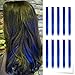 TOFAFA 22 inch Colored Hair Extensions, Colorful Party Highlights Hairpiece Clip in Long Straight Synthetic Hair Extensions for Halloween Girls Women Kids Cosplay Favor Gift(10 PCS Blue)