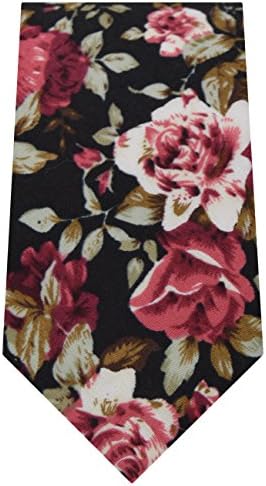Mens Floral Print Cotton Skinny Necktie