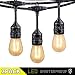 2 Pack 48 Ft LED Outdoor String Lights with 15 Dimmable S14 Edison Bulbs, Shatterproof Commercial Grade Hanging Patio Lights for Deck Backyard Bistro Cafe Gazebo Wedding Garden Vintage Light Decor