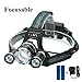 LED Headlamp,SGODDE 4 Mode Headlight Flashlight Torch- Zoomable Super Bright with 2 Pack Rechargeable Batteries, Adjustable Focusable + AC Charger for Outdoor Hiking Camping Riding Fishing Hunting