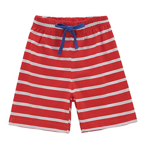 Neeseelily Baby Boys Summer Sleeve Short T-Shirts and Stripe Shorts 2pcs Shorts Set Outfit (3T, Red)