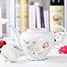 AWHOME Teapot Royal Vintage Bone China Tea Pot Rose Flower Butterfly Blue Boxed (04)