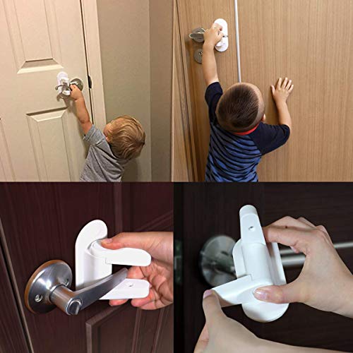 Door Lever Handle Lock 2 Pack Child Proof Door Lock Locker Strong 3M Adhesive For Children Kids Safety