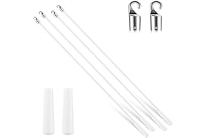 Bokon 4 Pcs Blinds Wand Replacement with Hook and Handle White Fiberglass Long Vertica Blind Wand for Windows Curtain Door Shades Opener Accessory (48 Inch)