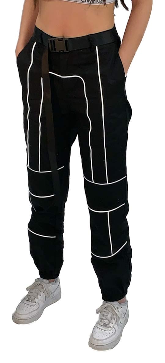 black cargo pants with reflective strips