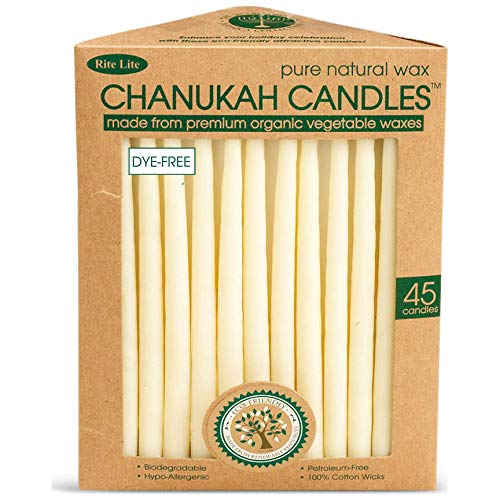Eco-Friendly Hand Dipped Pure Natural Wax Chanukah Hanukkah Candles / 45 Candles per Box