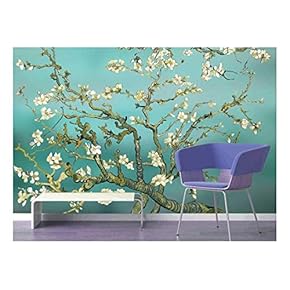 Aqua Almond Blossom by Vincent Van Gogh Wall Mural