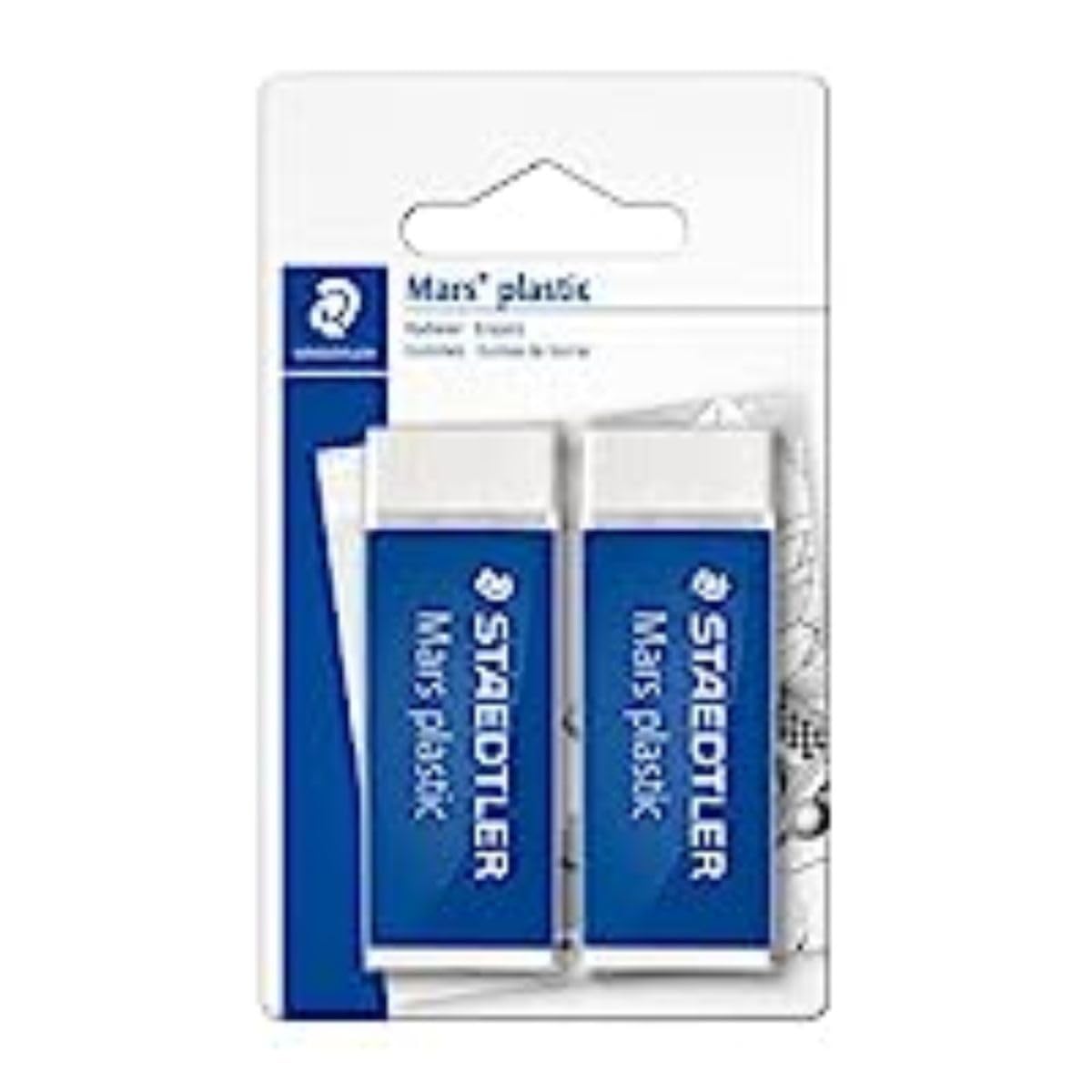 Staedtler Mars Plastic 526 50 BK2D Rubber Phthalate And Latex Free – Pack of 2 On Blister Card, White