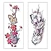 Flowers Printing Temporary Tattoos Stickers, Butterfly Rose Lotus Blossoms Stickers for Girl and Women