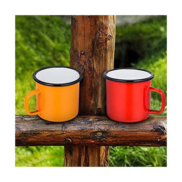 HaWare Emaille Tasse 6er-Set, Schwarz/WeiÃ/Blau/Rot/GrÃ¼n/Gelb Kaffee- /Tee- /Trinkbecher, Kaffeetassen Teetassen ideal fÃ¼r Zuhause/BÃ¼ro/Reisen/Camping, Wiederverwendbar & Tragbar, 350 ml – Bild 6
