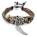 INBLUE Men,Women's Alloy Genuine Leather Bracelet Bangle Rope Cross Angel Wing Surfer Wrap Tribal Adjustable