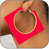 Acrylic Hoop Earrings for Women Large Square Neon Dangle Drop Earrings Statement Geometric Vintage Party Jewelry