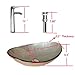 Walcut USBR1046 Bathroom Modern Oval Artistic Glass Vessel Sink with Chrome Faucet & Chrome Pop-up Drain Combo