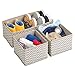 mDesign Soft Fabric Dresser Drawer and Closet Storage Organizer for Kids/Toddler Room, Nursery, Playroom, Bedroom - Chevron Zig-Zag Print - Organizing Bins in 2 Sizes - Set of 3 - Taupe/Natural