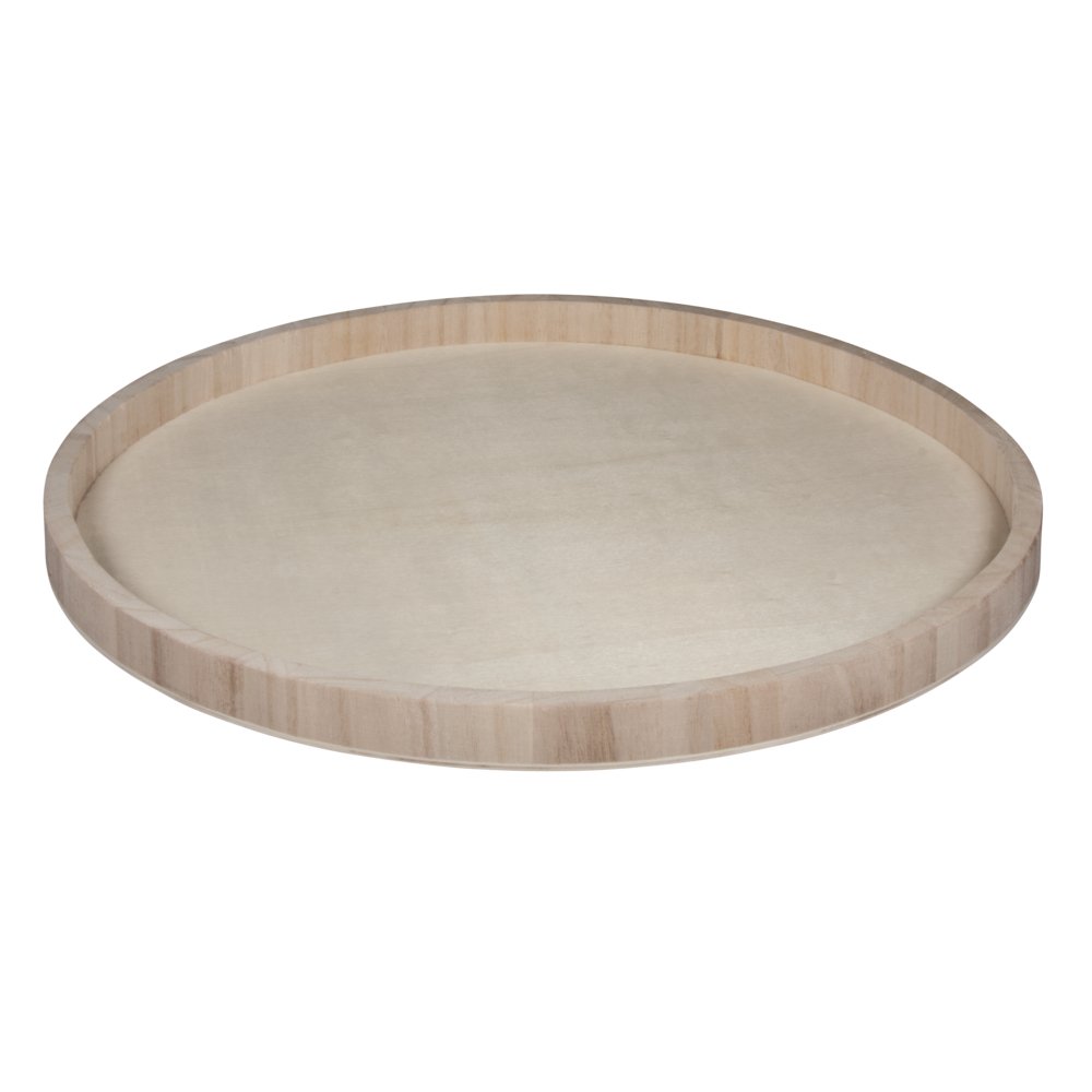 RAYHER HOBBY 62732000 Decorative Wooden Tray, Round Vanity Tray with a Diameter of 40 cm, Natural Wood