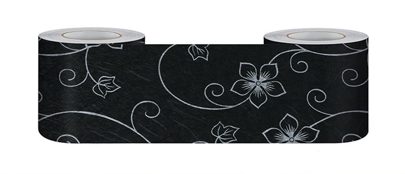 VisitRyl Wallpaper Border Peel and Stick for Bathroom Wall Border Sticker Home Ceiling Decorative Border Black Pattern 15cm X 500cm