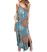 Zilcremo Women Summer Casual Dress Floral Loose Boho Dresses Cami Maxi Dresses with Pockets