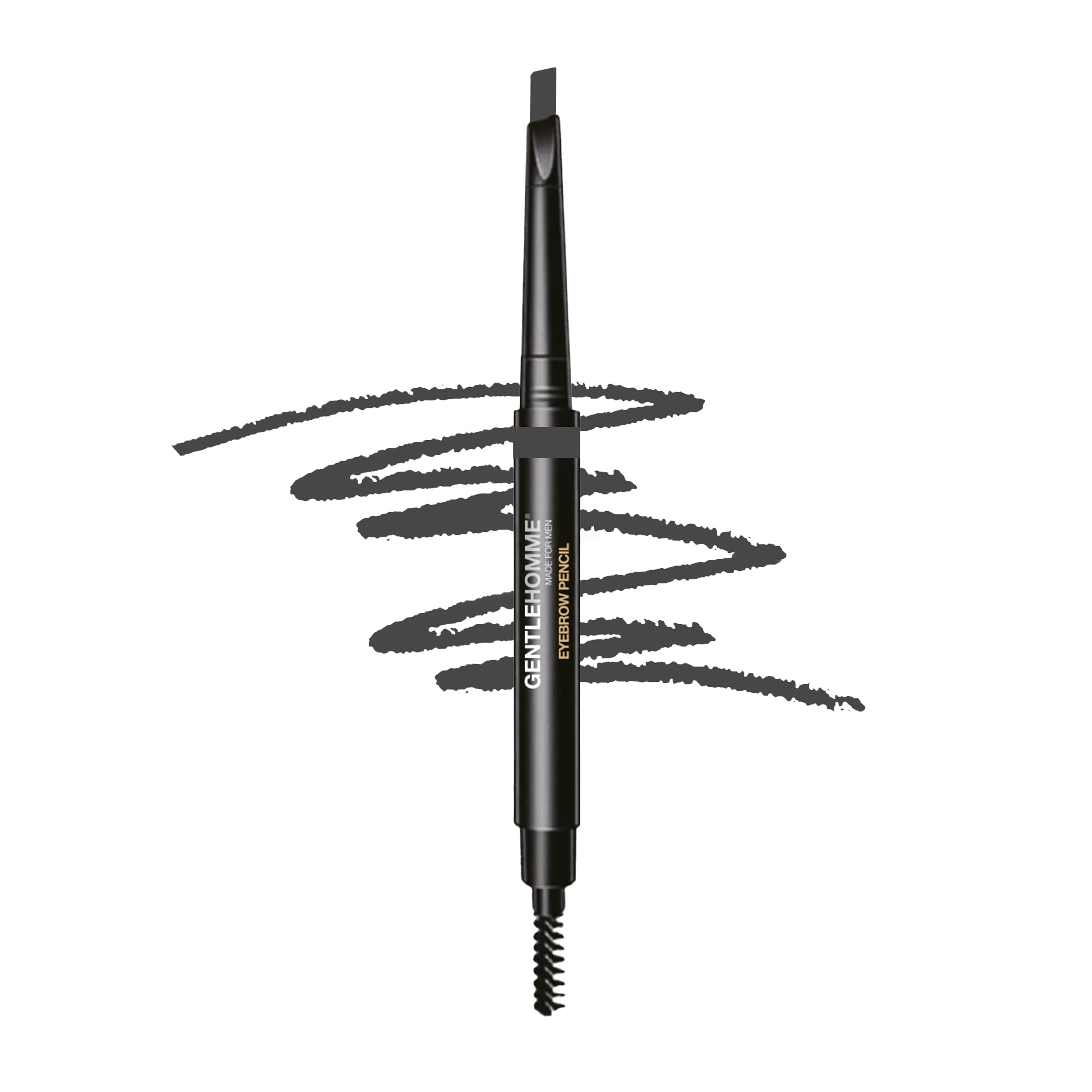 Gentlehomme Mens Eyebrow Pencil Black, Easily Shape Define Fill Eyebrows or Facial Hair, 2 in 1 brush and ultra-thin pencil, Waterproof Smudge Proof Sweatproof, Durable and Long Lasting (Gray)