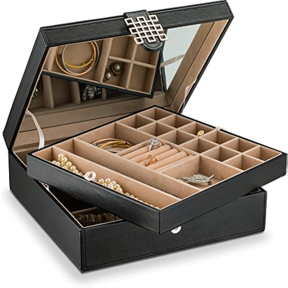 Co 28 Section Jewelry Box Layer Buckle Snap &