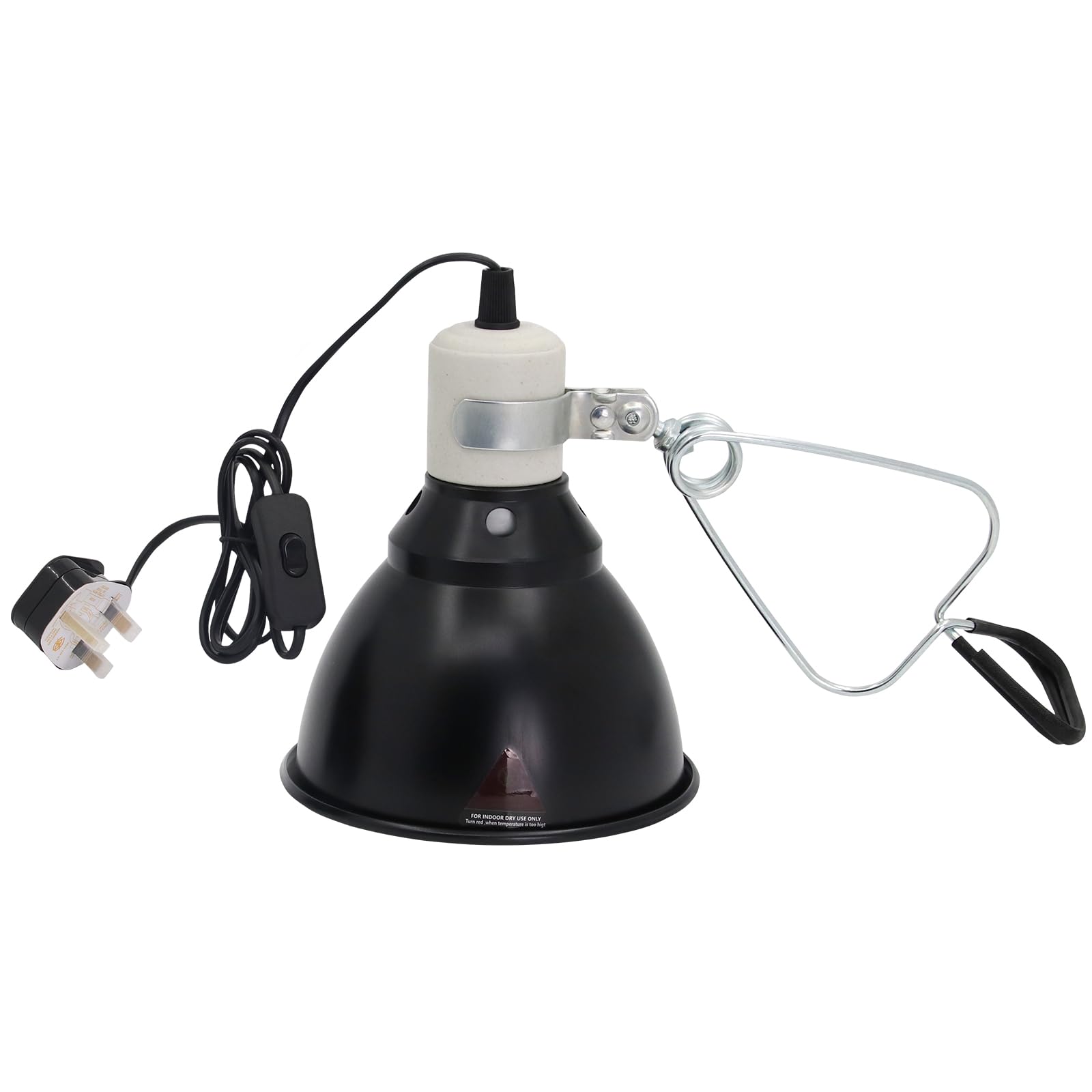 Houtokit Reptile Heat Lamp Holder with Clip, 300W E27 Pet Bulb Holder Lampshade for UVA/UVB Bulb Terrarium Lamp Reflector Reptile Heating Guard for Tortoise Bearded Dragon Lizard Snake Spider Chick