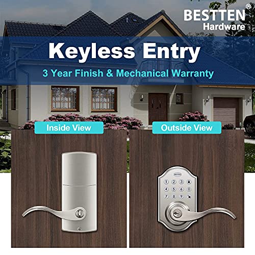 BESTTEN Electronic Keypad Door Lever, Programmable Keyless Entry Door