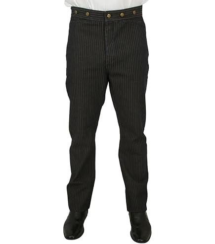 Historical Emporium Men's High Waist Preston Striped Cotton Blend