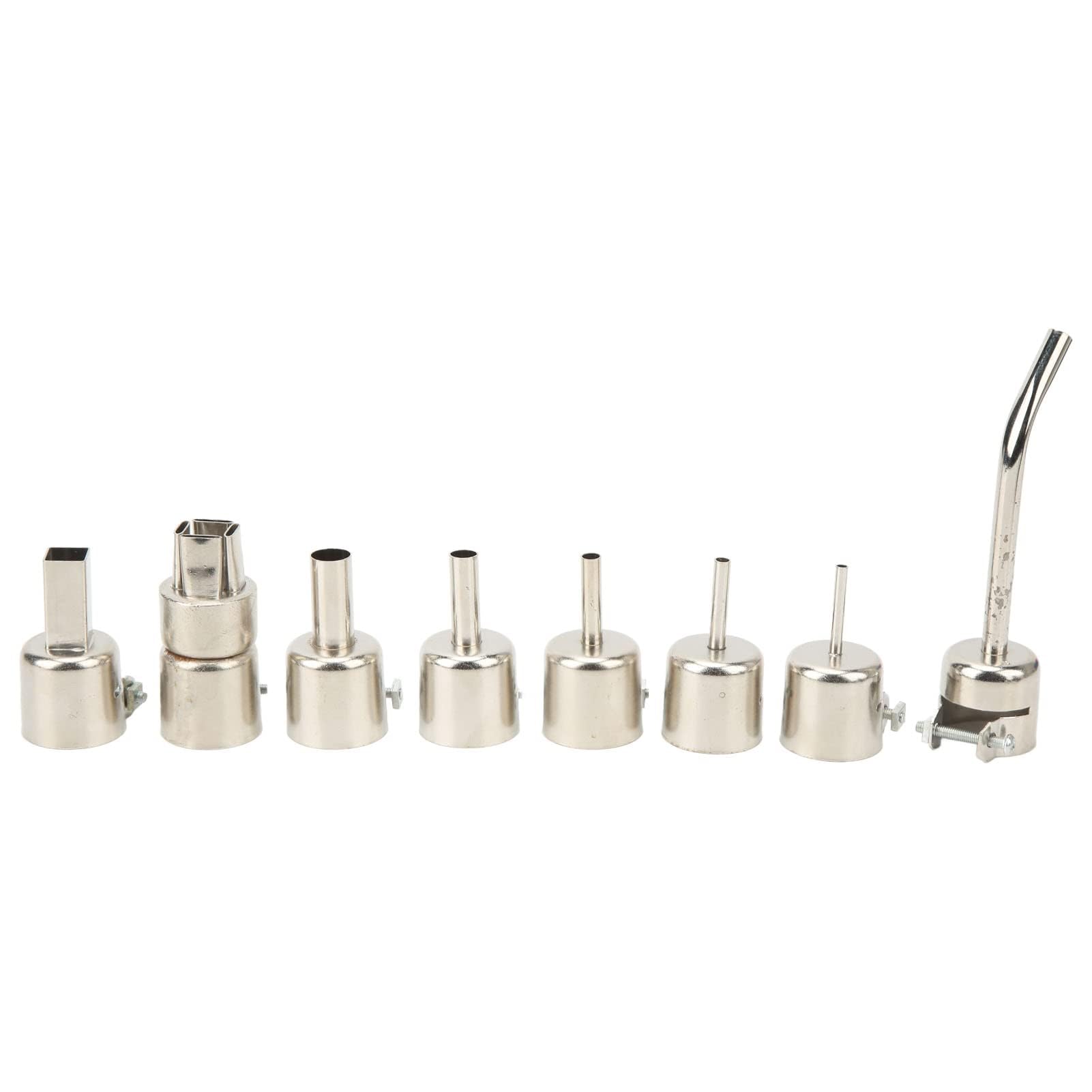 Heat Gun Nozzles Kit, 8 Pieces Curved Angle Tips, Stainless Steel, for Phone Maintenance