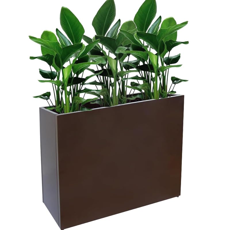 Photo 1 of **SCRATCHES & DENTS**** Metal Tall Long Planter Box Large Rectangular Planter Flower Pot with Drainage Holes for Indoor Outdoor Deck Porch Garden Home Patio Front Door (Espresso, L)
