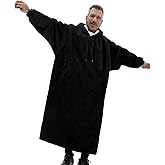 Moosth Oversized Sherpa Wearable Blanket Hoodie Birthday Gifts for Men and Women Long Soft Flannel Plush Blanket Sweatshirt 47 Inch (Black)
