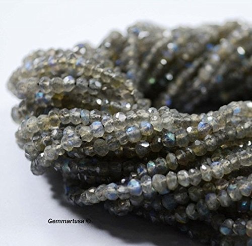 1 Strand Labrodorite Micro Faceted Rondel 3-4mm 13 1 Strand Labrodorite Micro Faceted Rondel 3-4mm 13