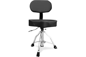 polar lights Drum seat with backrest, Heavy-Duty Adjustable Hydraulic Drum Chair, Motorcycle Style seat, Drum Stool Suitable for Drummers, Adult Guitarists