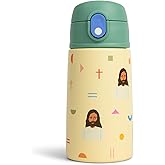 Be A Heart – Jesus Water Bottle for Kids | 13.5oz Stainless Steel, Double-Walled & Leakproof | Faith-Based Hydration with Slim Silicone Straw, BPA-Free
