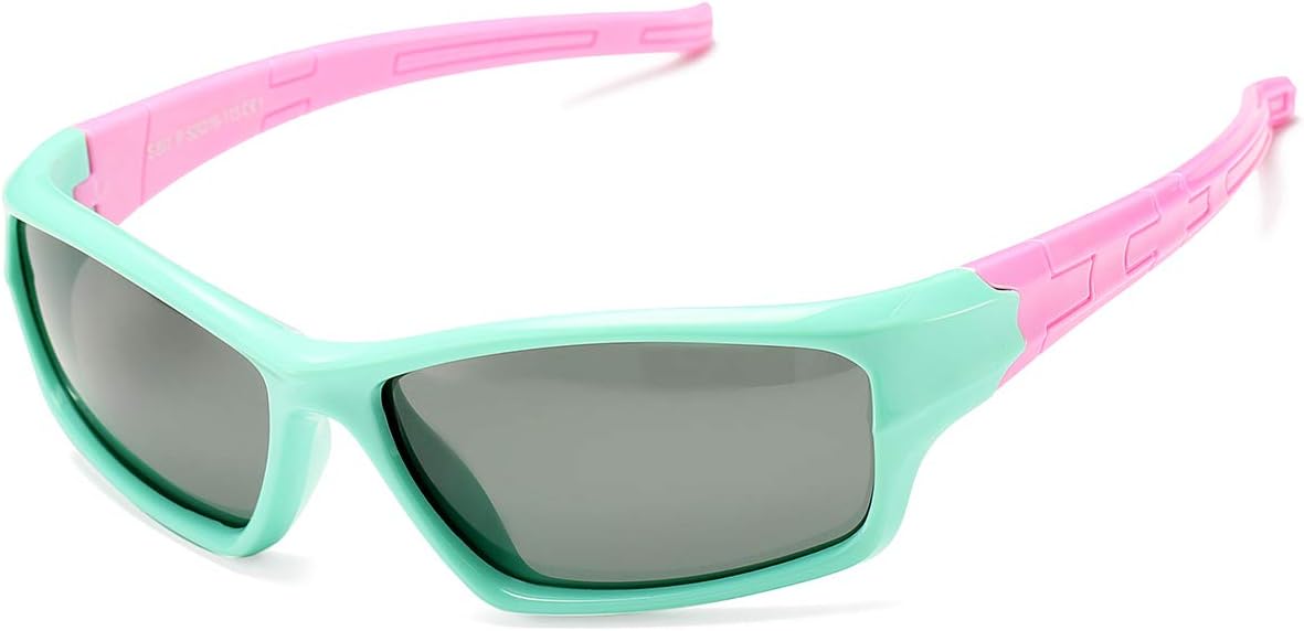 DeBuff Kids Polarized Sunglasses Unbreakable TR90 Frame for Boy Girl Age 3-12, with Eyeglasses Rope