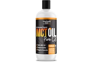 Intentionally Bare Pure C8 MCT Oil Organic - Brain Octane C8 MCT Oil for Clean Energy, Keto Paleo and Vegan Diet - Unflavored Brain Octane for Coffee, Shakes and Salads - Coconut MTC 16oz