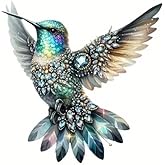 Jeweled Hummingbird PVC Vinyl Car Decals Stickers Waterproof Self-Adhesive Decals for Cars, Laptops, Trucks, Motorcycles Wall Window Luggage Scratch Cover Door Decor Sticker