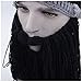 FreeFisher Unisex Knitted Viking Beanie Funny Hat with Detachable Beard Black