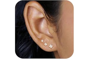 KELAIEN 3 Pairs Gold Stud Earrings for Women Trendy 925 Sterling Silver Post Hypoallergenic Earring Sets for Multiple Piercing 14K Gold Plated Diamond Cartilage Earring Studs Opal Heart Small Jewelry