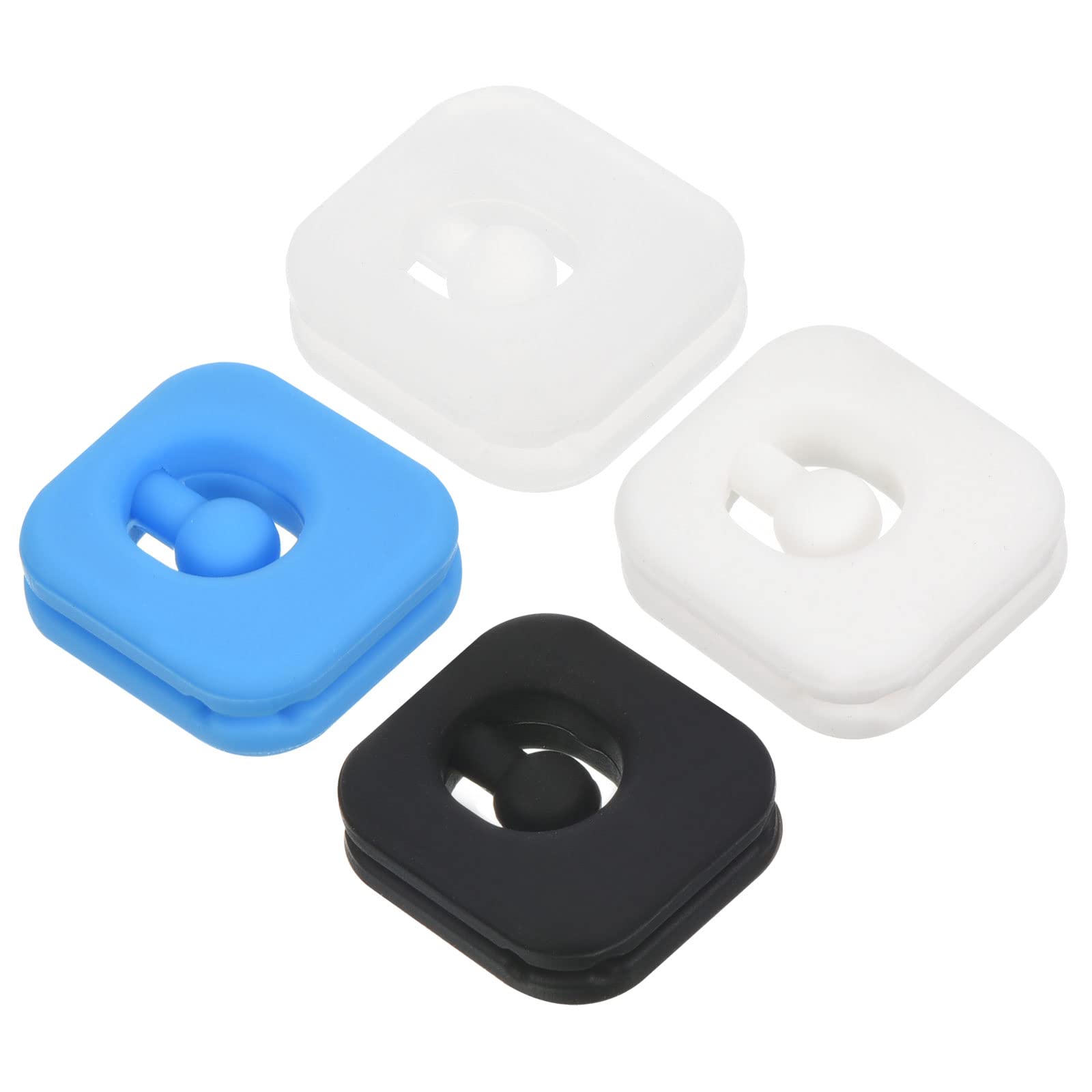 PATIKIL Tennis Vibration Dampener, 4 Pack Square-shaped Silicone Shock Absorber Racket String Damping for Tennis Racquet, Black, White, Clear, Blue