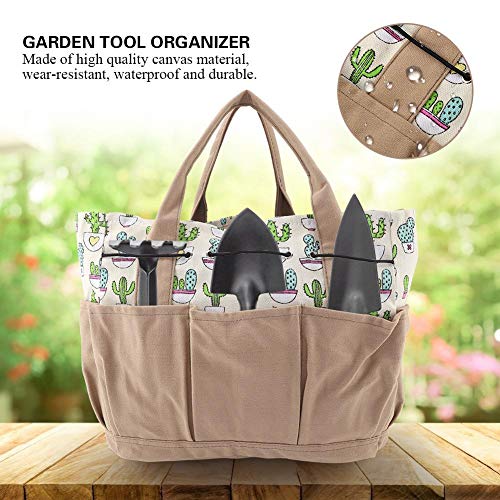 Wifehelper Garden Tool Bag Canvas Wear-Resistant Waterproof Lightweight Multi-Purpose Organizer Diaper Bag Holder Market Tote - Thumbnail 3