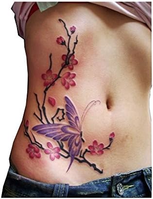 3d colorful Butterfly plum flower big large Temporary tattoo stickers warterproof women back body