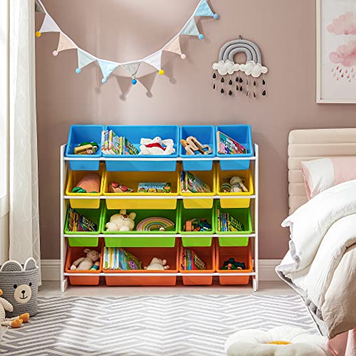 SONGMICS Kid's Large Toy Storage Unit with 16 Removable Bins, for