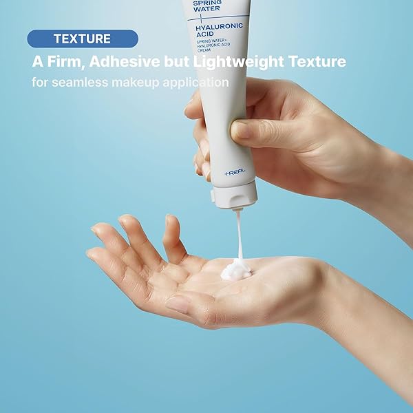 PLUSREAL SPRING WATER + HYALURONIC ACID CREAM｜LIGHTWEIGHT AM/PM DEEP HYDRATING FACE MOISTURIZER FOR GLASS SKIN MAKEUP