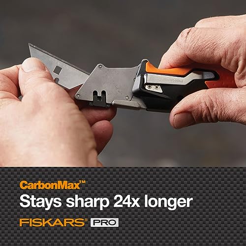 Fiskars Pro Retractable Folding Utility Knife Box Cutter with