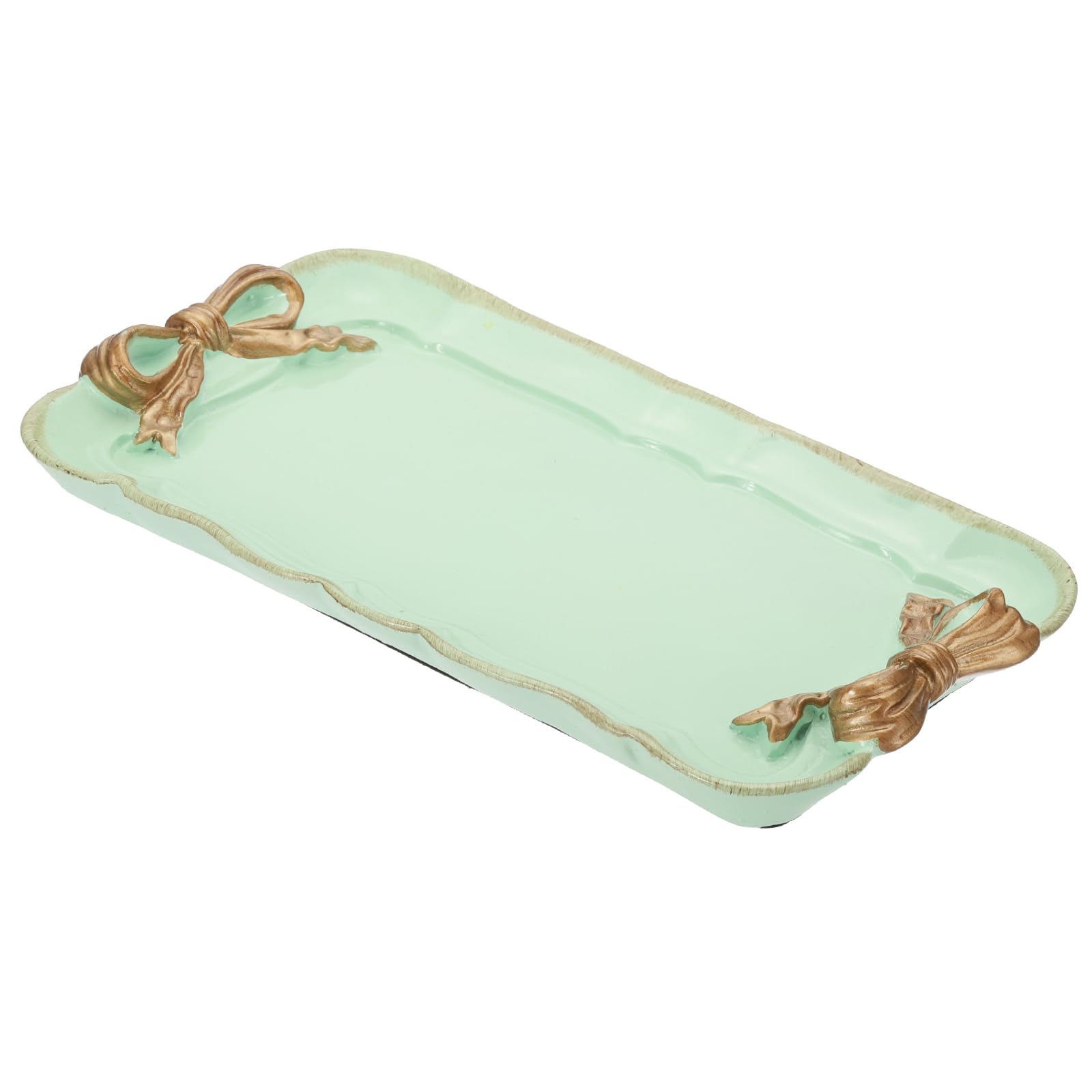 PATIKIL Vintage Decorative Tray Towel Tray, Storage Tray Dish Plate Fruit Trays Cosmetics Jewelry Organizer Retro Design Bow-Knot Rectangle Resin Plate for Room Decorative Gift, Green