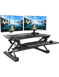 Mesa para monitor de escritorio permanente de altura ajustable Vivo Deluxe Sit to Stand Plataforma elevadora para Laptop., Negro