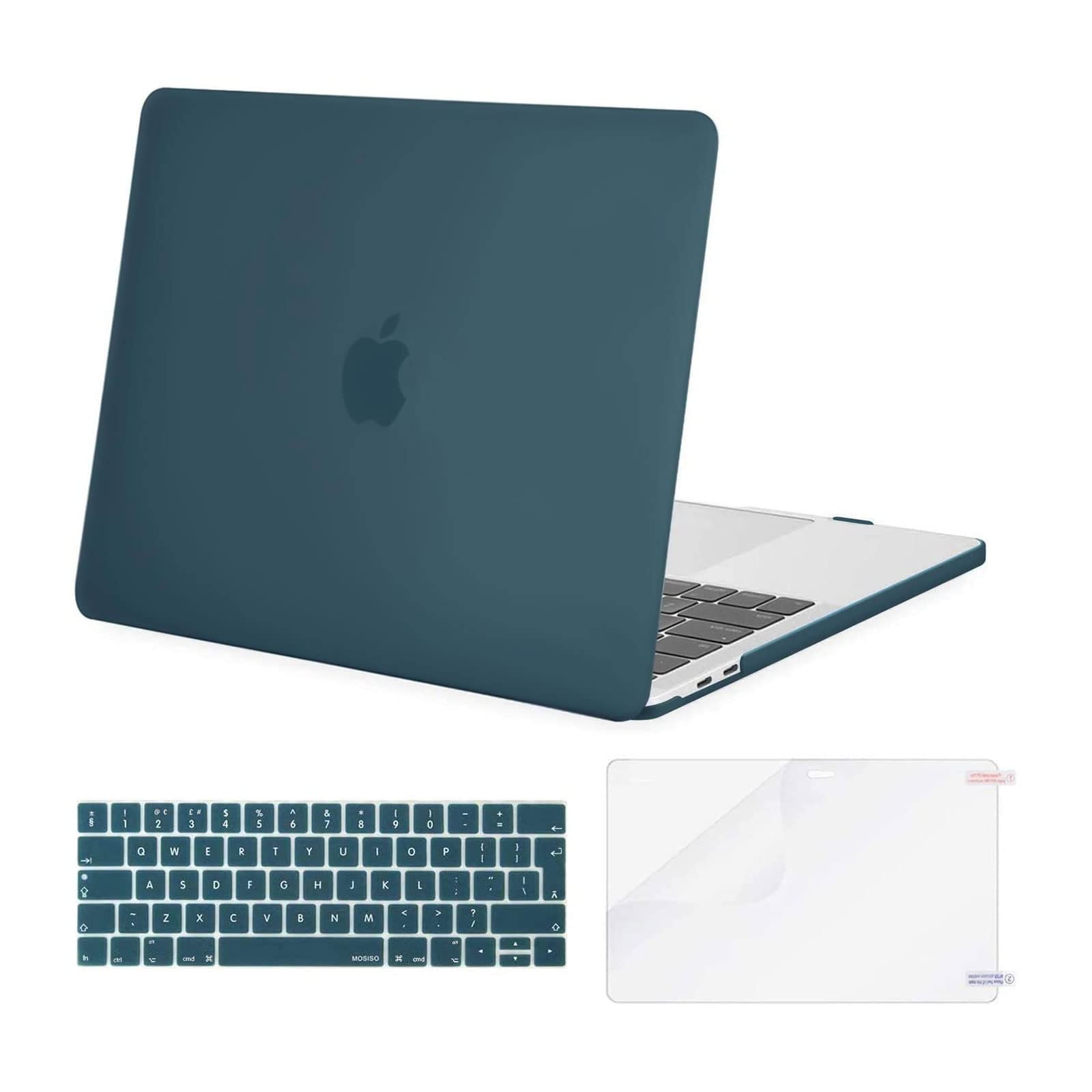 MOSISO Compatible with MacBook Pro 13 inch Case M2 M1 2026 2025 2024 2023-2016 Release A2338 A2289 A2251 A2159 A1989 A1706 A1708, Plastic Hard Shell Cover&Keyboard Skin&ScreenProtector, Deep Teal