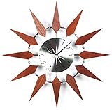 Stilnovo Starbust Wall Clock, Silver/Walnut